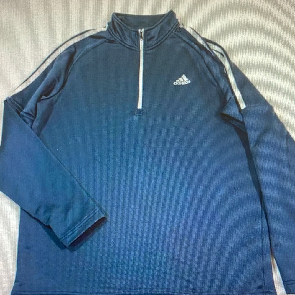 adidas Navy Blue Quarter-Zip Pullover with White Accents